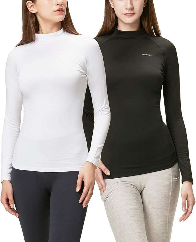 DEVOPS Women's 2 Pack Thermal Turtle Long Sleeve Shirts Compression Baselayer Tops | Amazon (US)