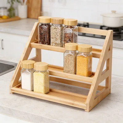 3-Tier Bamboo Spice Rack Organizer, Space-Saving Countertop Storage Solution For Kitchen, Pantry, And Cabinet | Wayfair North America
