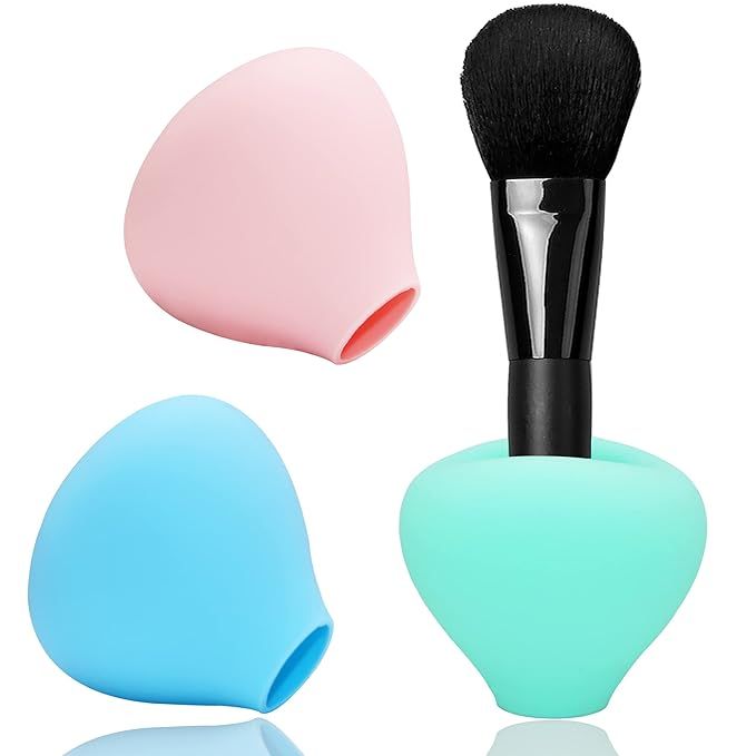 Makeup Brush Covers, 3 Pack Make up Brush Holder for Travel and Home, Reusable Silicone Organizer... | Amazon (US)