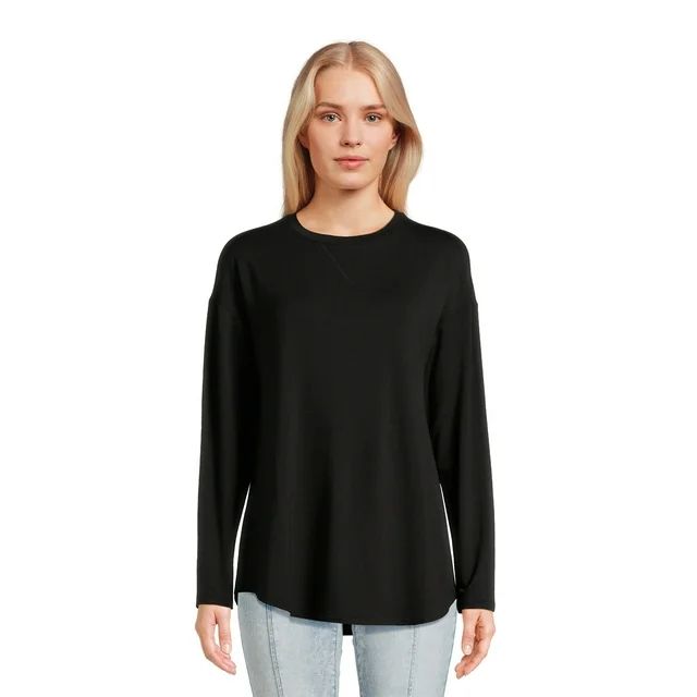 Time and Tru Women's Relaxed Fit Super Soft Knit Tunic Top, Sizes XS-XXXL | Walmart (US)