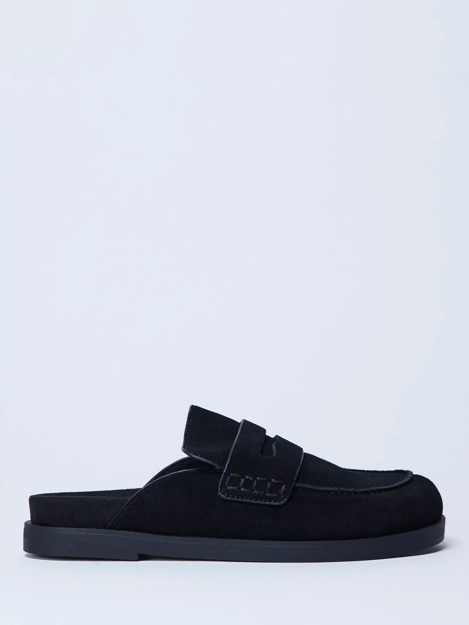 Topshop Addie Suede Mule Loafers, Black | John Lewis (UK)