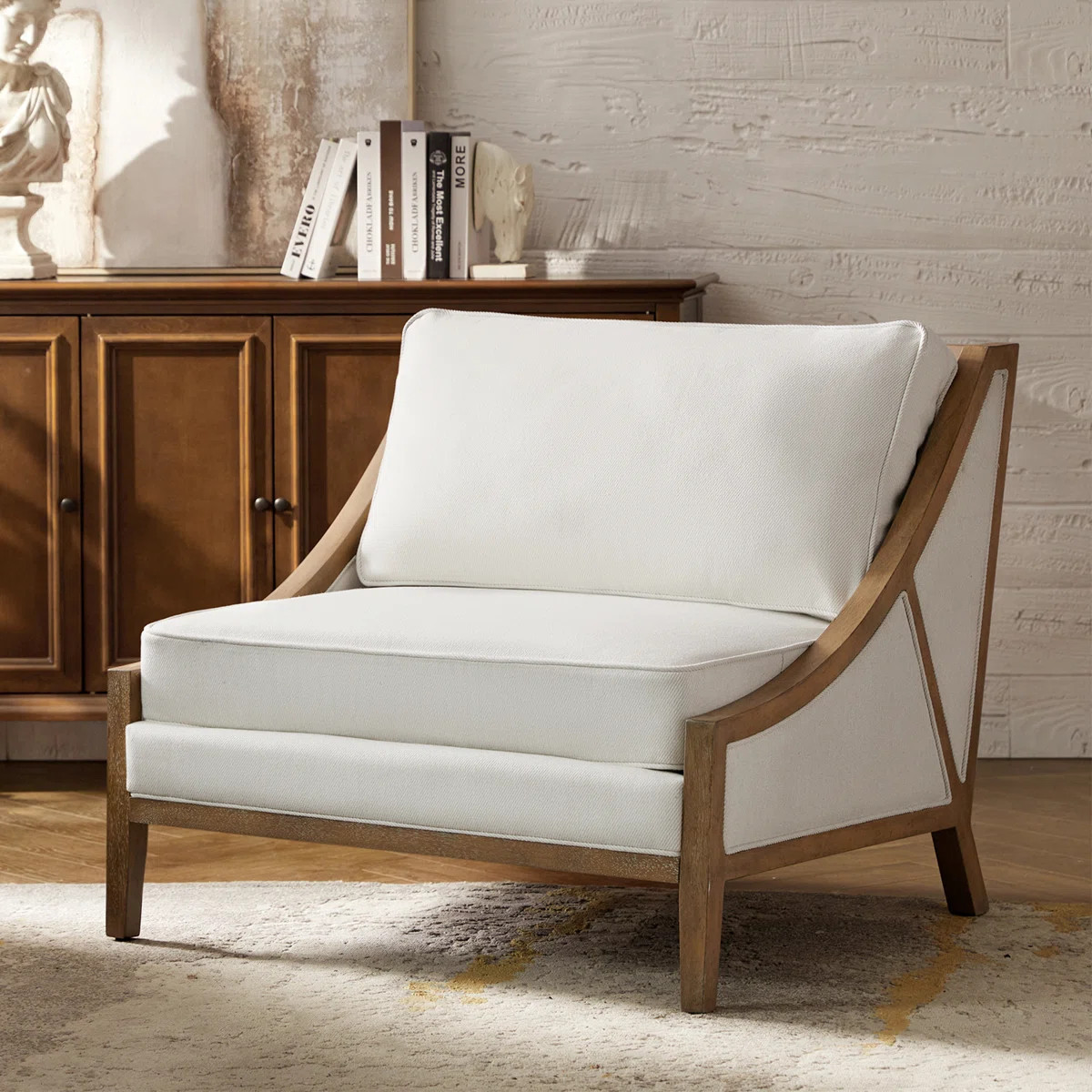 Theoren Farmhouse Oversize Solid Wood Accent Chair | Wayfair North America