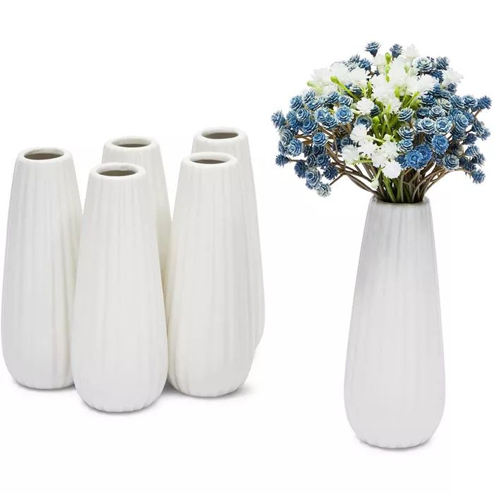 Juvale 6 Pack White Ceramic Flower Vases for Home Décor (1.4 x 5.9 In) | Target