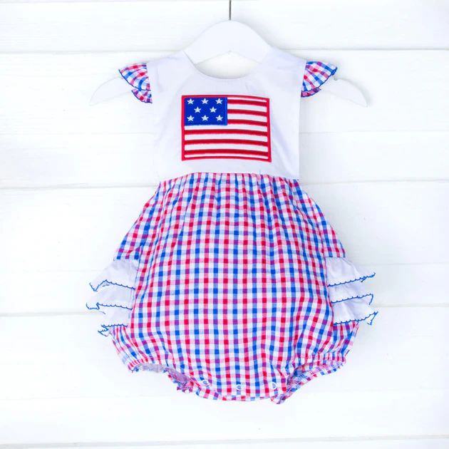 Red and Blue Plaid Flag Ruffle Bubble | Classic Whimsy