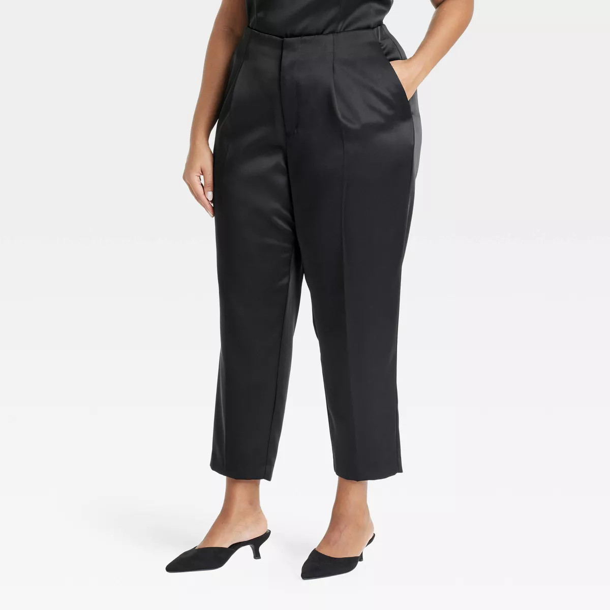 Women's Super-High Rise Tapered Ankle Tailored Satin Trousers - A New Day™ | Target