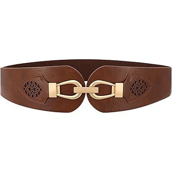 Womens Western Wide Waist Belt for Dress Vintage Stretchy Elastic Belt with Chunky Gold Buckle | Amazon (US)