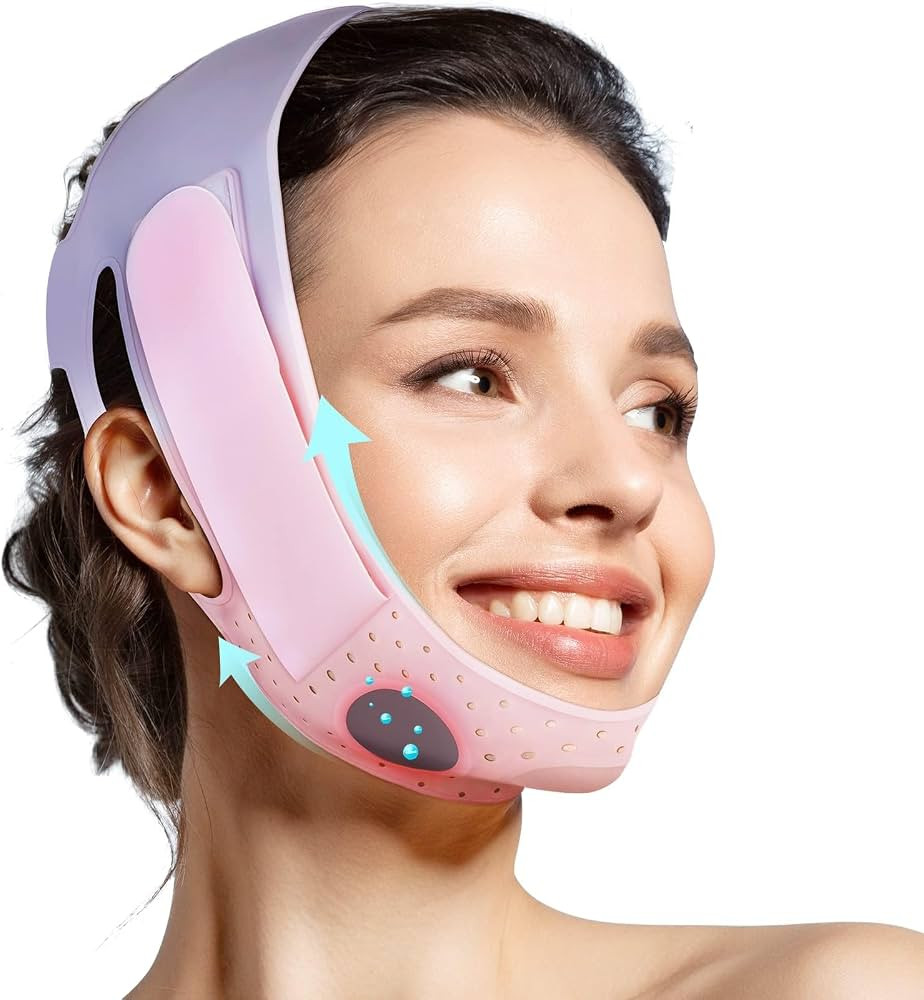 JUSRON V Line Face Tape Face Strap, Soft Silicone Chin Strap for Women and Men 23-27 Inches (Pink... | Amazon (US)