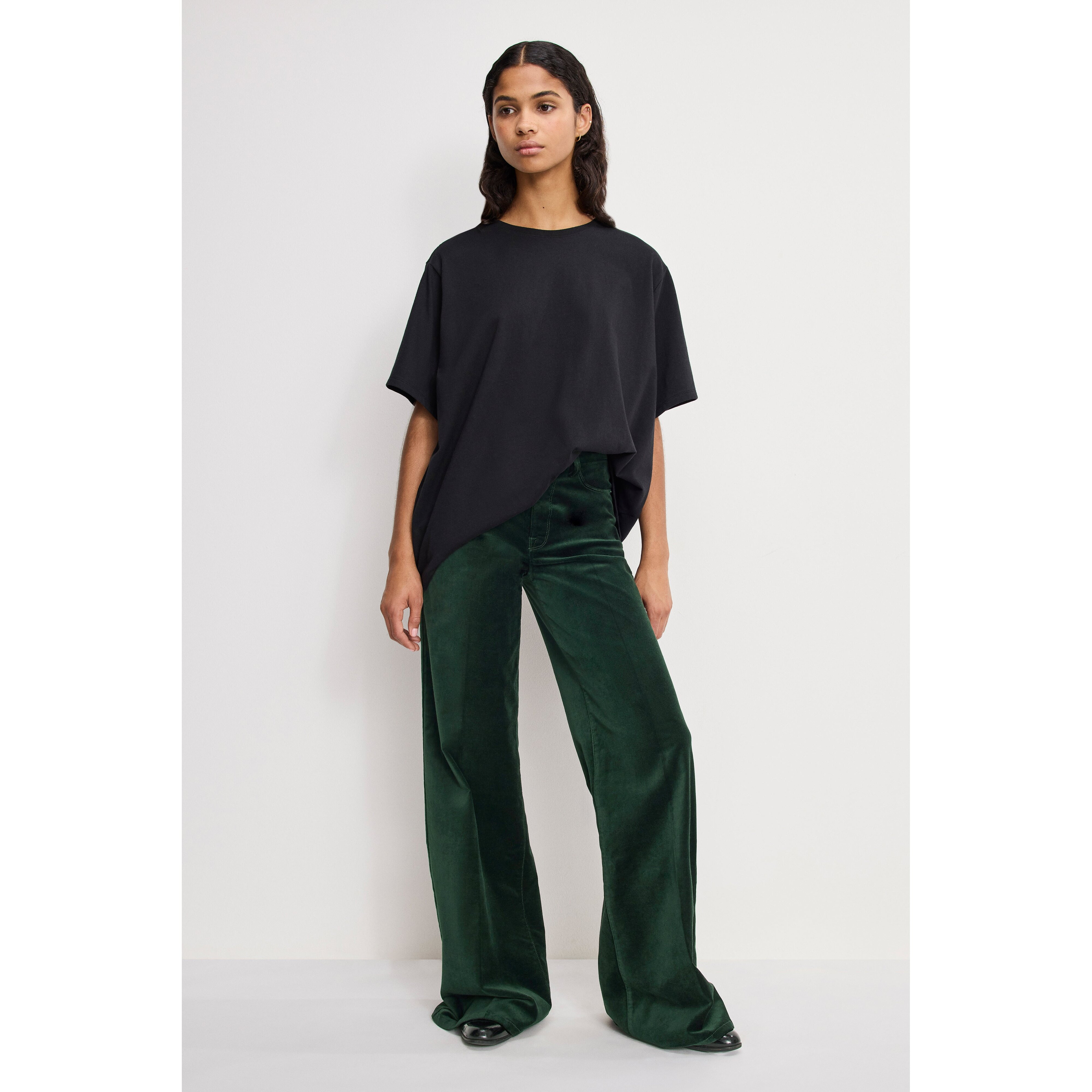 Women's Velvet Good Waist Palazzo Pants | Pine Green, Size 14 | Good American by Khlo� Kardashian | Good American