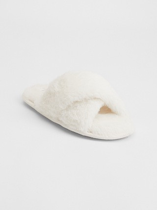 Faux-Fur Criss-Cross Slides | Gap Factory