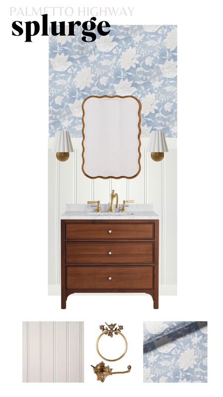 Redesigning a powder bathroom? I've put together some great splurge or save options for one of my interior design clients on IG and couldn't wait to share all these great bathroom products! She wanted a light and bright bathroom that featured blue and green floral wallpaper. A traditional vanity that looked like a dark wood and beadboard on the walls 

#LTKFind #LTKhome