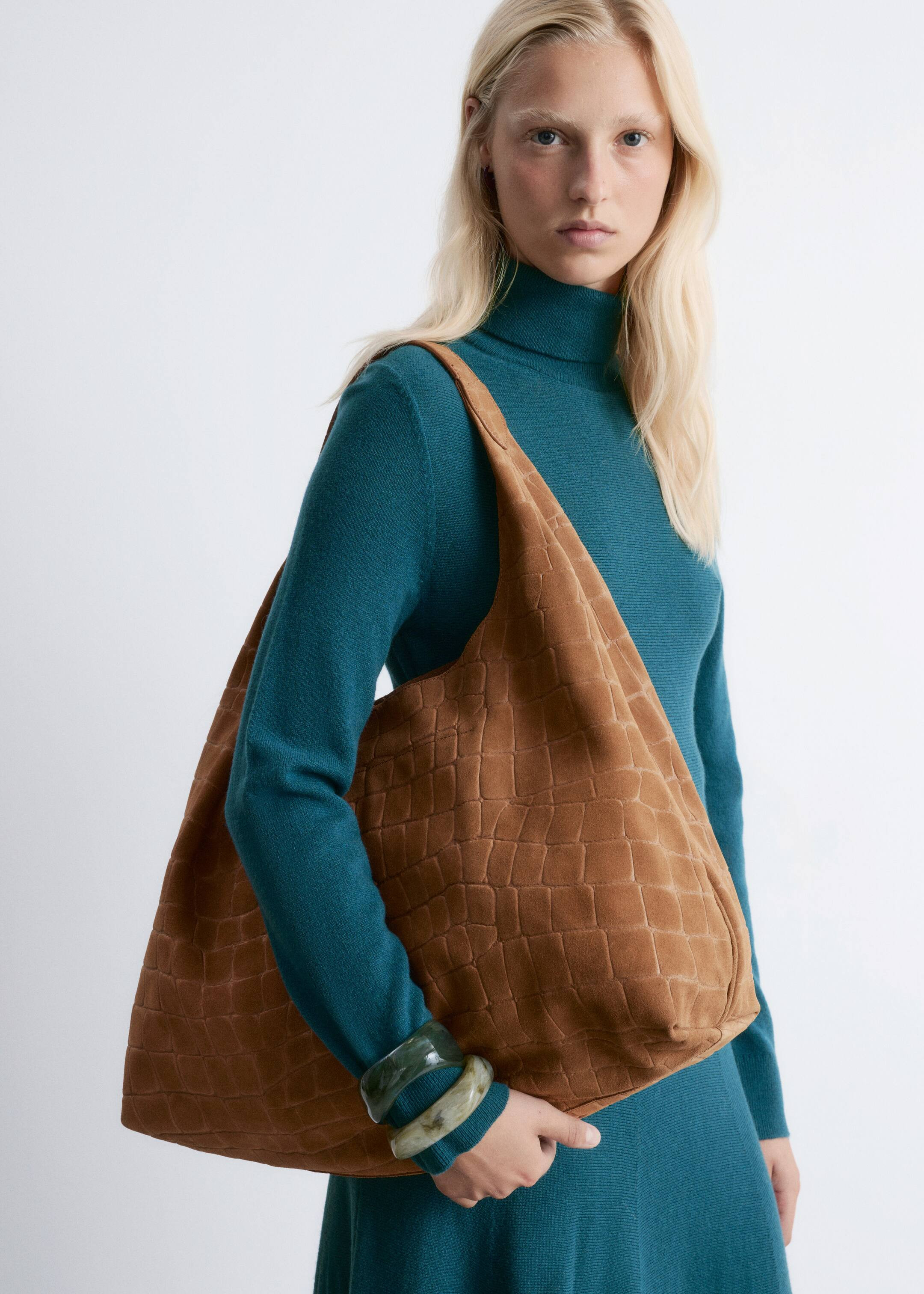 Large Suede Croco Tote Bag | H&M (UK, MY, IN, SG, PH, TW, HK)