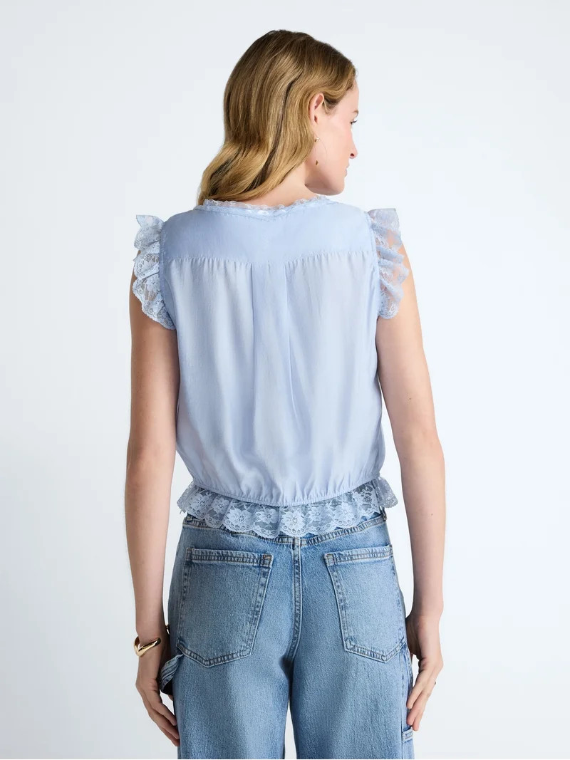 Scoop Women’s Day Lace Trim Top, Sizes XS-XXL - Walmart.com | Walmart (US)