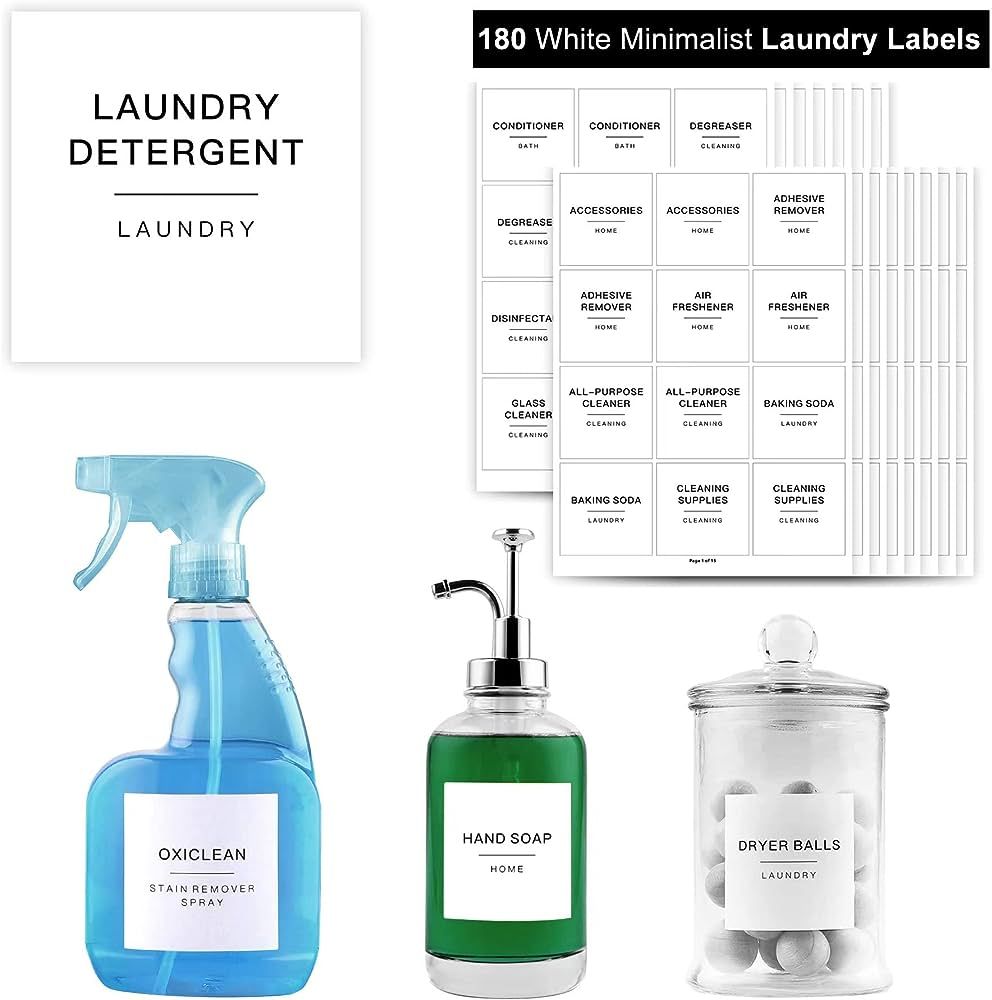 180 Minimalist Laundry Labels for Jars, Laundry Stickers for Containers, Cleaning for Laundry Roo... | Amazon (US)