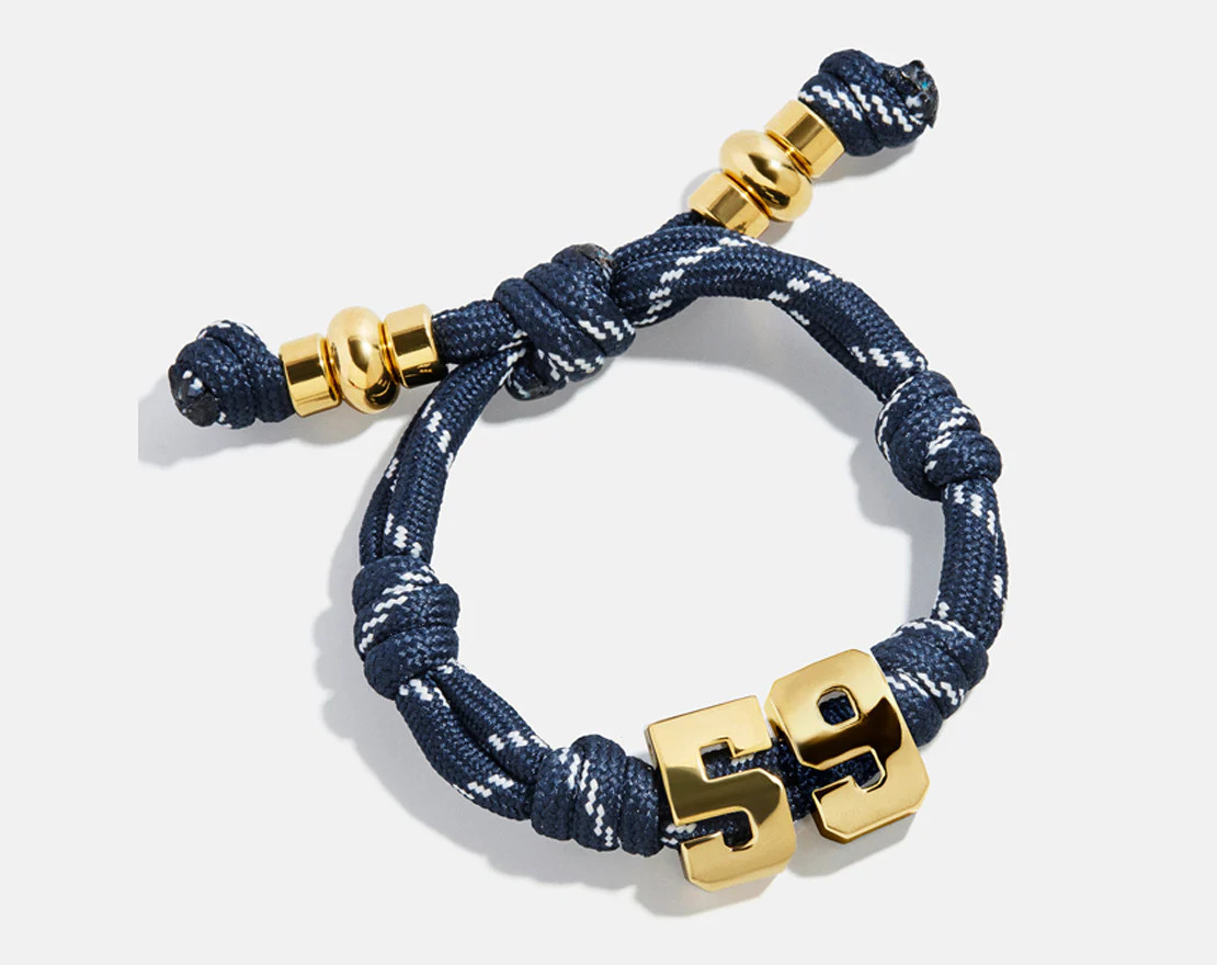 Knotty Varsity Number Custom Bracelet - Navy Double Digit | BaubleBar
