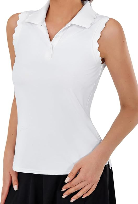 JACK SMITH Women Sleeveless Golf Polo Shirt Button Scalloped Tank Tops Moisture Wicking Tennis Sh... | Amazon (US)