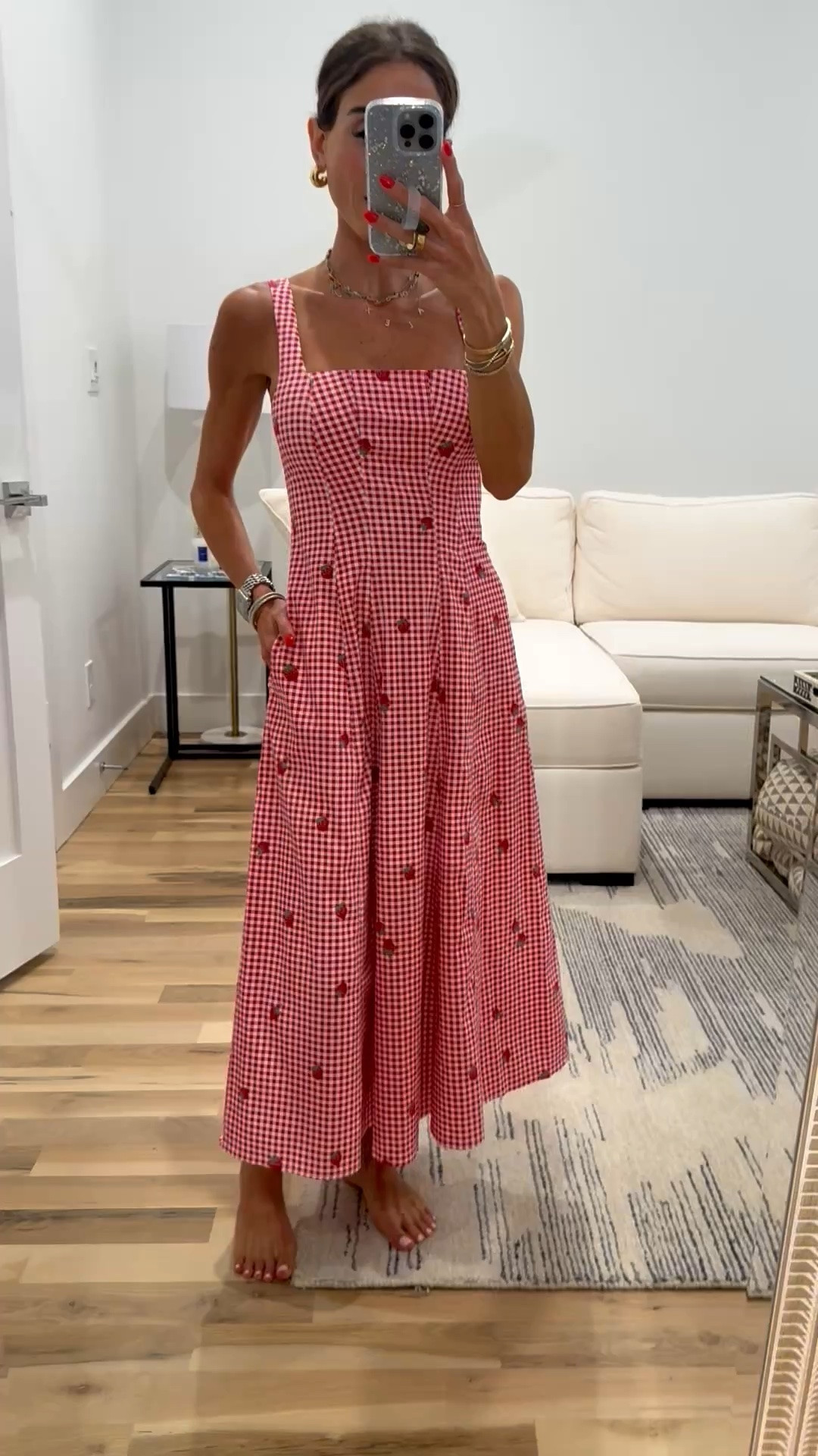 Gingham red dress with strawberry print. Wearing xxs petite on sale Vacation outfit

#LTKPetite #LTKSaleAlert #LTKSeasonal