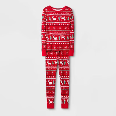 Girls' Fair Isle Pajama Set - Cat & Jack™ Red | Target