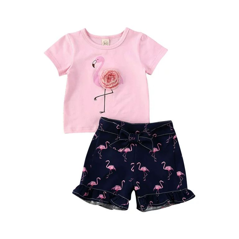Cute Flamingo Toddler Baby Girl Tops T-shirt Shorts Pants Outfits Clothes Summer | Walmart (US)