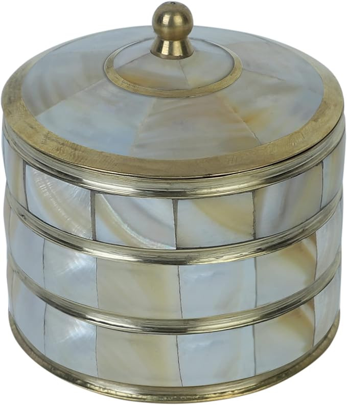 Decorative Jewelry Trinket Box Unique Gift For Home Décor Antique Metal Case with Mother of Pear... | Amazon (US)