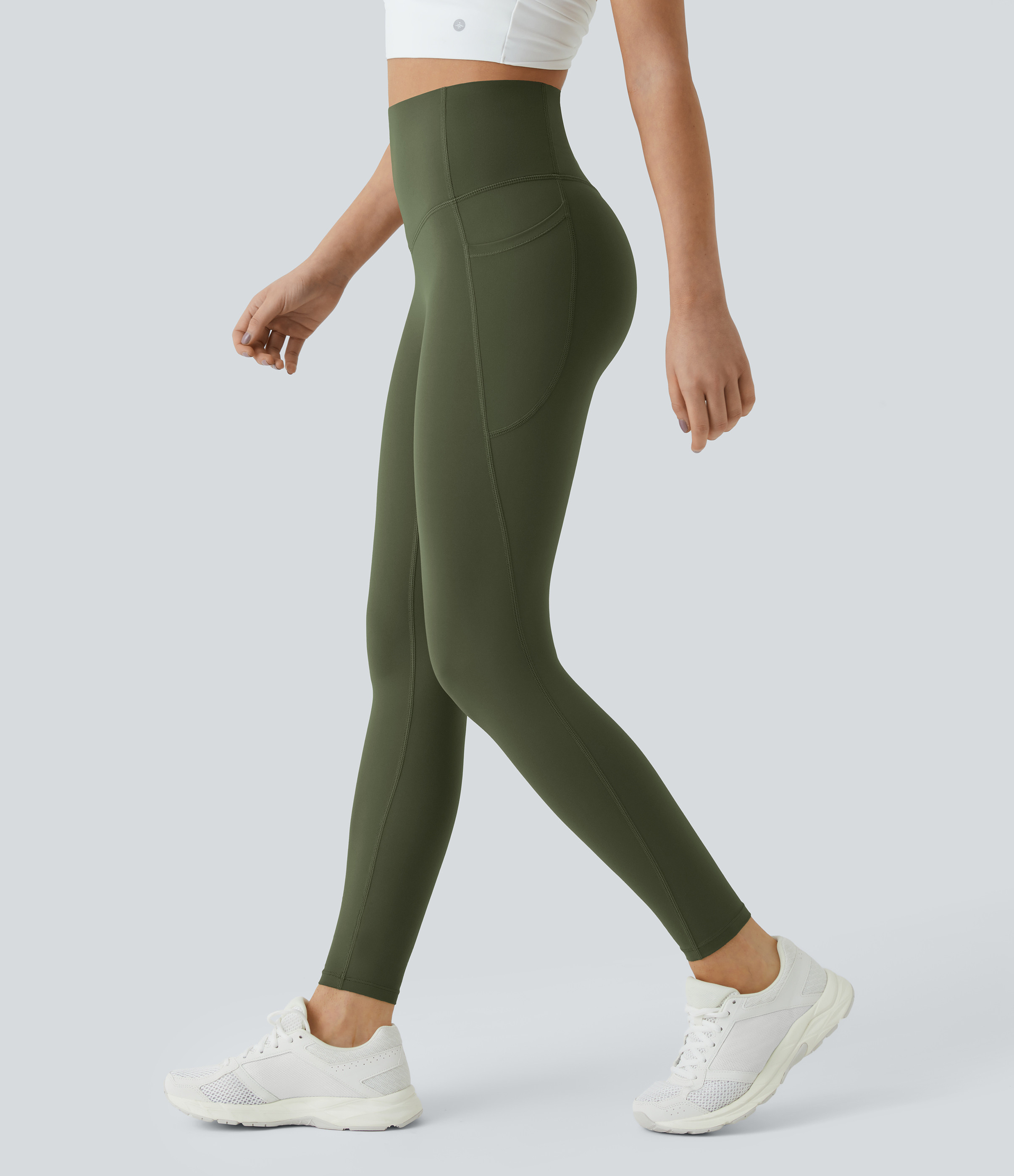 Halara Halara UltraSculpt™ SoCinched High Waisted Tummy Control Pocket Shaping Training Leggings - Deep Woodland Green - S(full_length) | HALARA