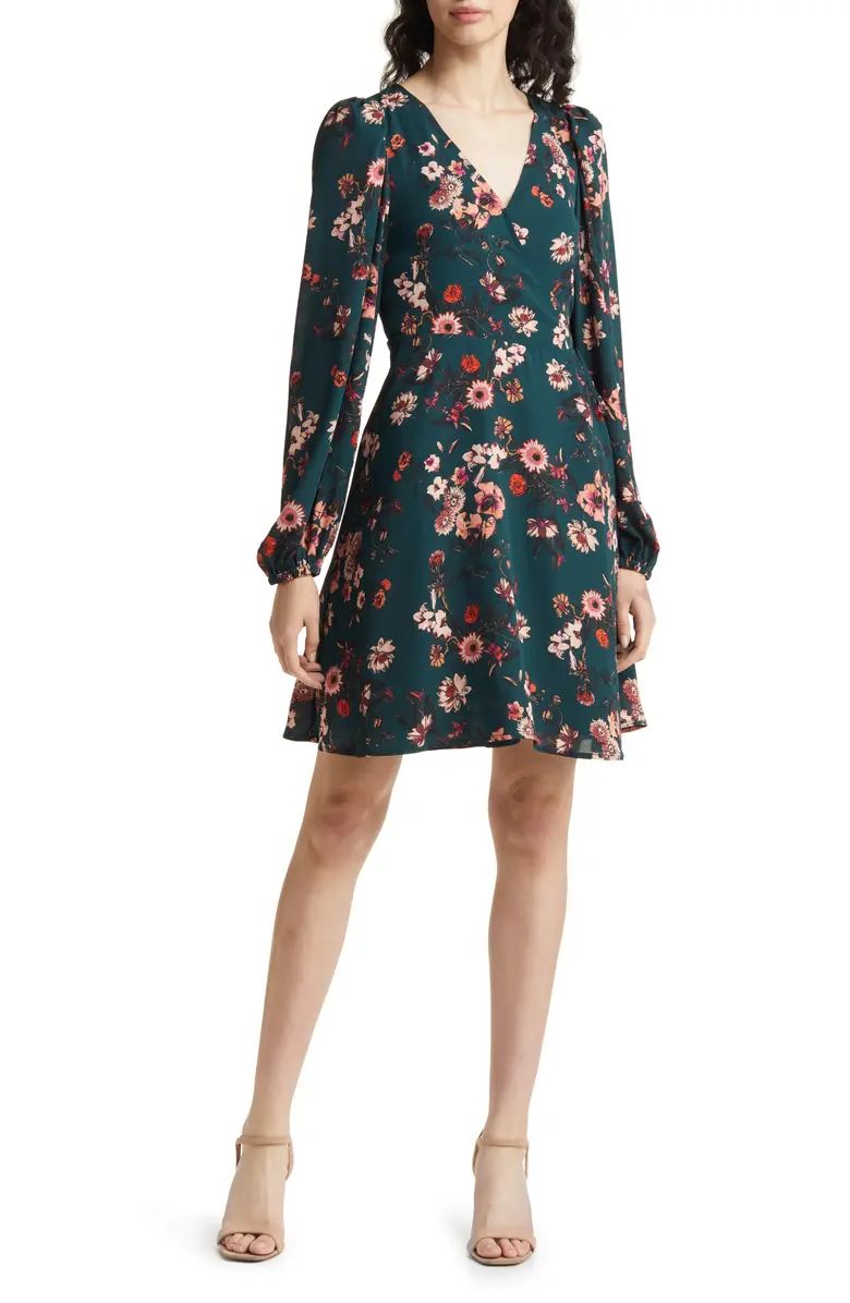 Floral Long Sleeve Faux Wrap Dress | Nordstrom