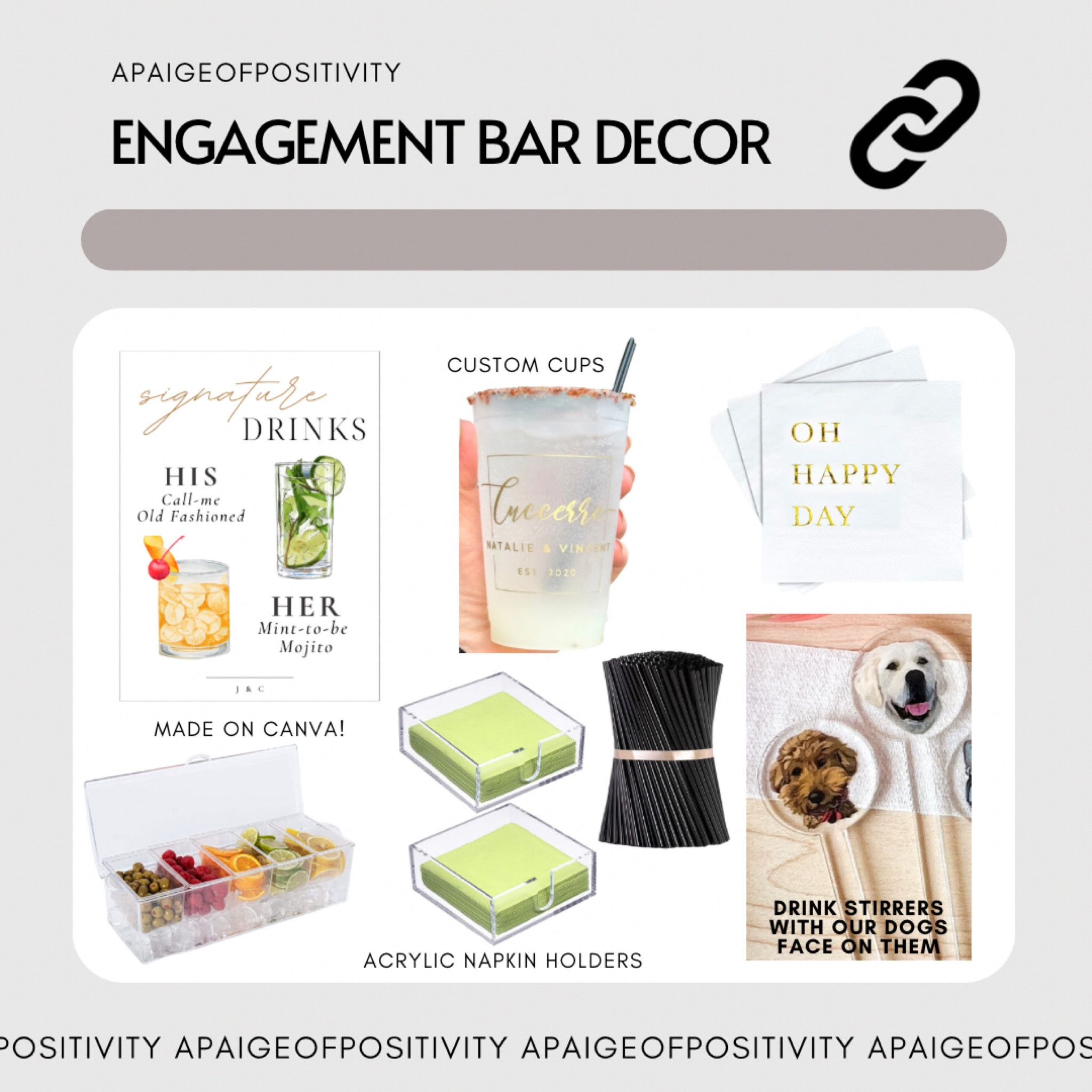 Our engagement party bar decor! Custom cups & drink stirrers- be sure to order at least a month out so you avoid extra shipping fees. 
Everything else is from Amazon

#LTKFind #LTKSeasonal #LTKwedding