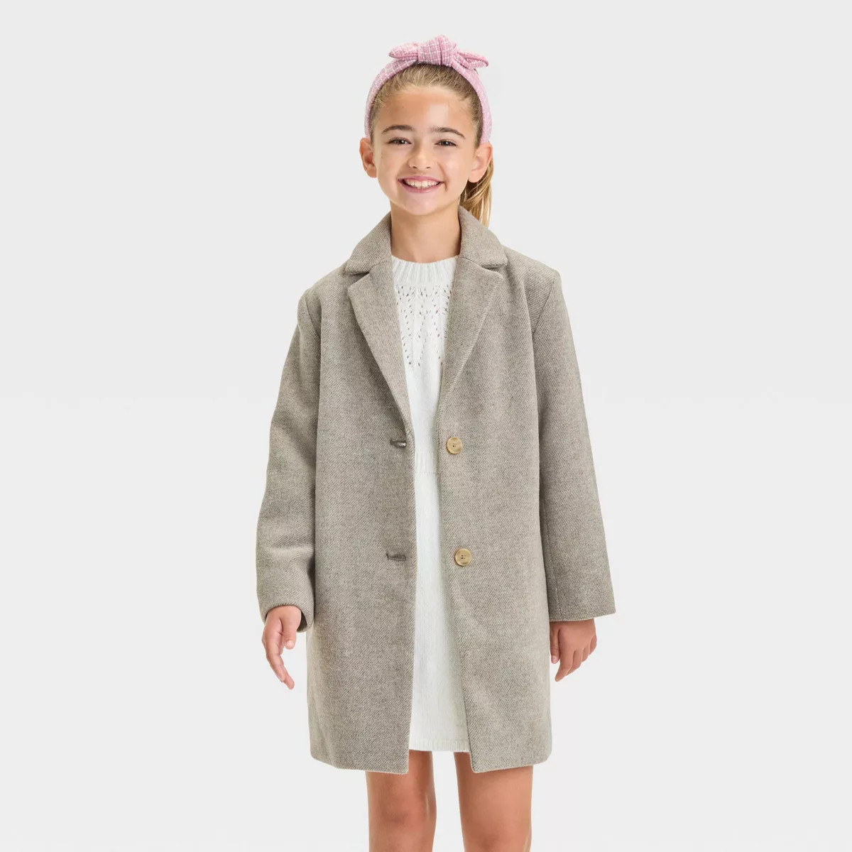 Girls' Solid Wool Overcoat - Cat & Jack™ Gray | Target