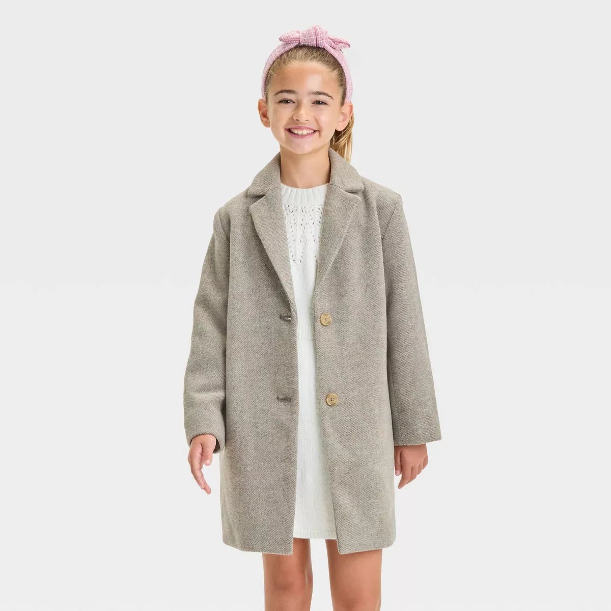 Girls' Solid Wool Overcoat - Cat & Jack™ Gray | Target