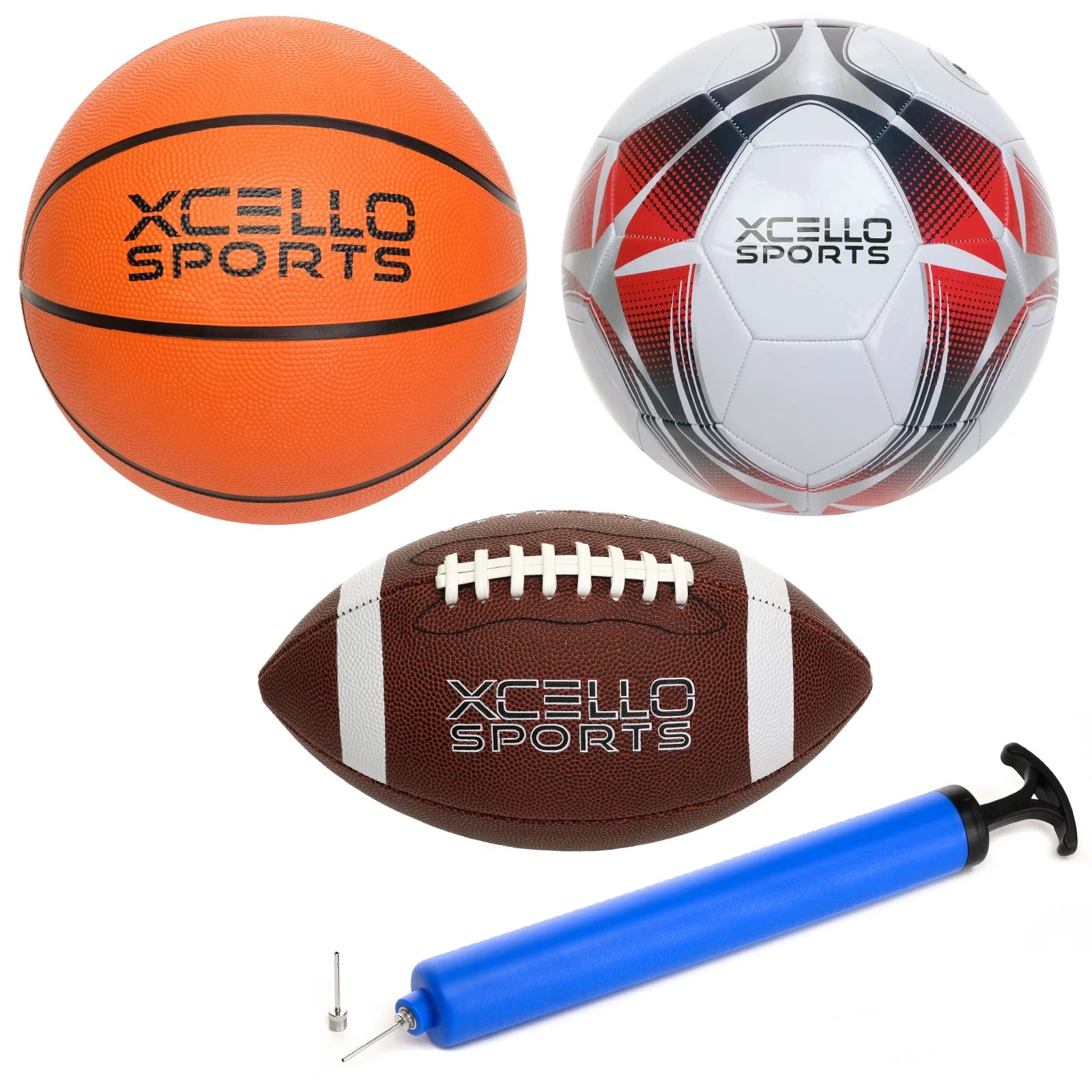 3 Multi Sport Ball Set - Includes Size 5 Soccer Ball - Official B7 Basketball - Junior Football -... | Walmart (US)