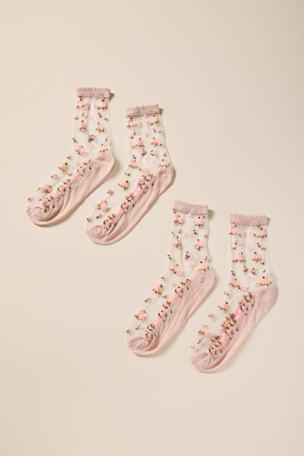 Sheer Floral Applique Socks | Francesca's