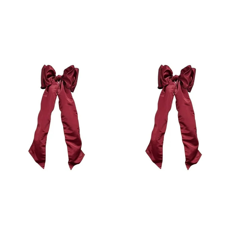 2 pcs Burgundy Jumbo Satin Christmas Tree Topper Bow – 22"x56" Large Holiday Decorative Bow by ... | Walmart (US)