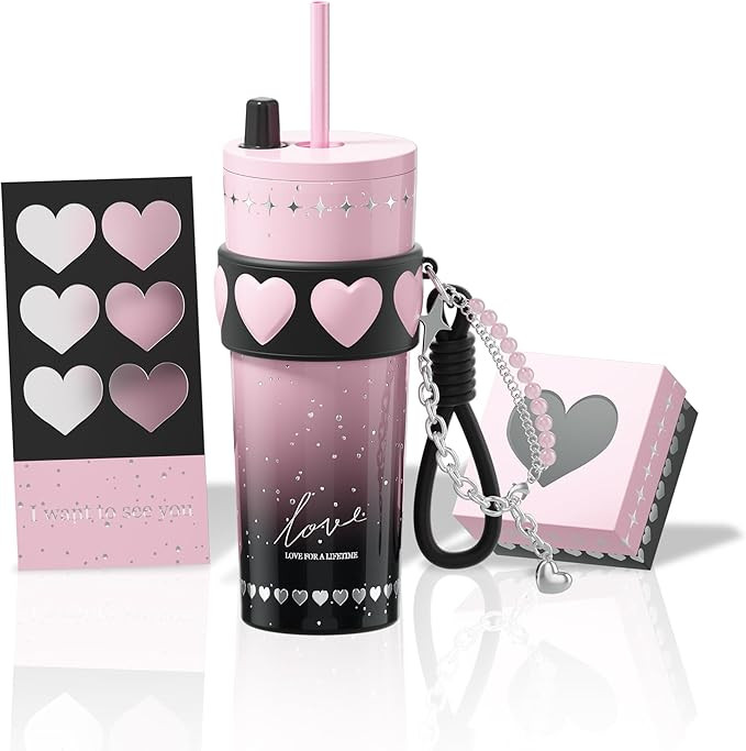 24 oz Stainless Steel Tumbler with Lid and Straw, Insulated Coffee Mug, Leak Proof, Portable Iced... | Amazon (US)