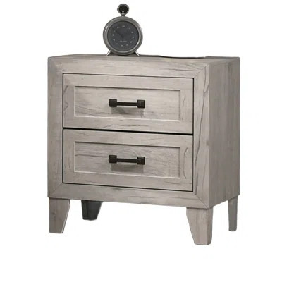 Contemporary White Wash 1Pc Nightstand Bedroom Melamine Bedside Table Black Bar Pull Furniture | Wayfair North America