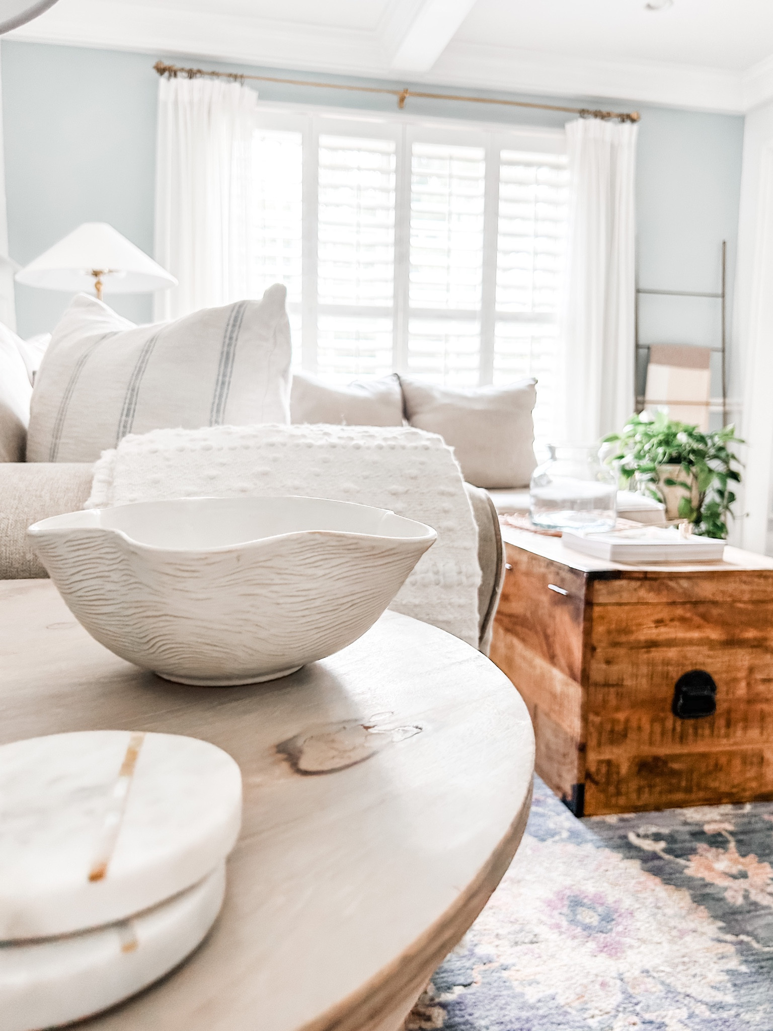 Love the Ceramic wave bowl from Studio McGee now available at Target! 

Living room decor, Amazon drapes, pinch pleat drapes, gold curtain rod, curtain clip rings, marble coasters, round end table, blue living room rug, area rug, brass floor lamp, studio McGee lamp, blanket ladder.

#LTKhome #LTKstyletip #LTKFind