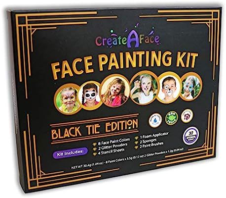 Face Painting Kit for Kids - 32 Stencils, 8 Water Based Face Paint Colors, 2 Brushes, 2 Glitters,... | Amazon (US)