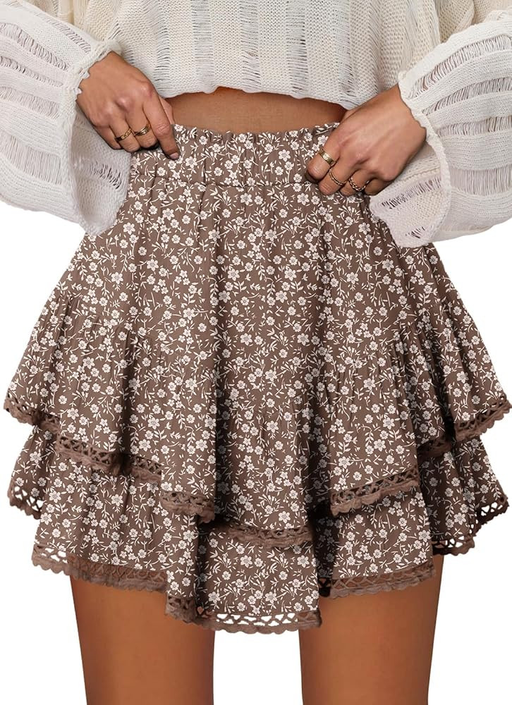 onlypuff Flowy Shorts for Women Ruffle Skorts Mini Skirts High Waisted Teen Gilrs Tennis Skort Su... | Amazon (US)