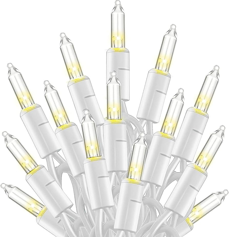 TW SHINE Warm White Christmas Lights, 20FT 100 Count Incandescent White Wire Christmas Tree Light... | Amazon (US)