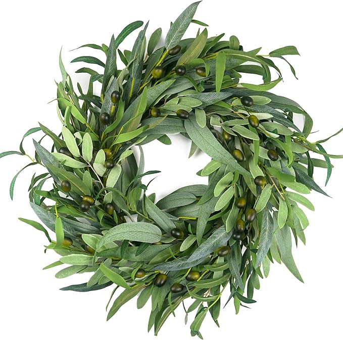 Olive Wreath for Front Door 22 inch, Greenery All Season wreath with olive leaf Fruit, Home Decor... | Amazon (US)