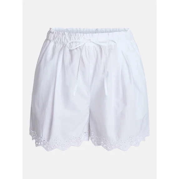 Time and Tru Women's Eyelet Trim Shorts, Sizes XS-XXXL | Walmart (US)