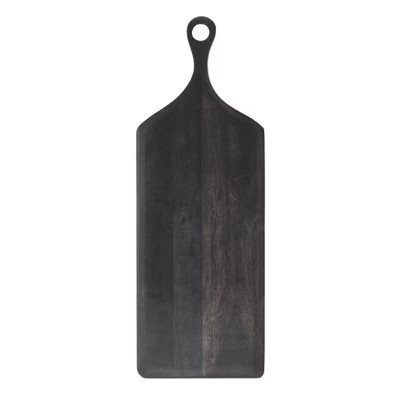 Storied Home Tall Acacia Wood Cheese and Cutting Board with Round Opening on Handle, Black | Target