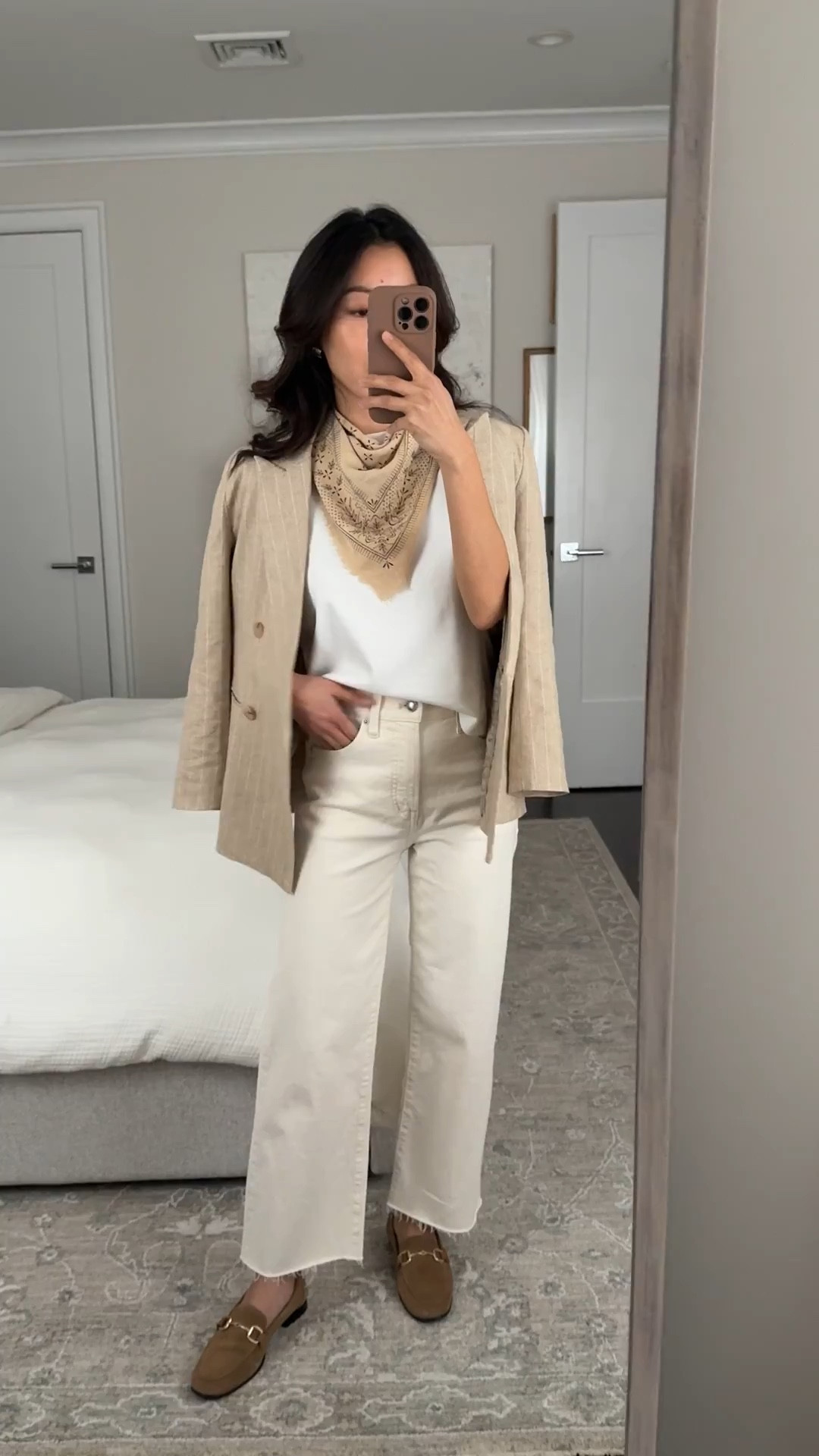 Sizing info below! Blazer on sale til Sunday 5/3
• Madewell jeans 24 short, perfect fit and color 
• mango loafers 5 very comfy, Sam Edelman makes very similar and comfy too  
• Anthropologie blazer xxs petite , relaxed fit 
• aritzia tee Xs, nice thicker weight 
• Etsy scarf
Spring 2026 outfit , petite jeans 

#ltkworkwear #ltkootd #ltkpetite

#LTKPetite #LTKWorkwear
