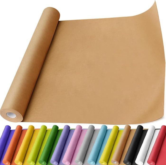 PerkHomy Brown Kraft Paper Roll 17.5" x 600" (50') for Gift Wrapping Bulletin Board Craft Art Bou... | Amazon (US)