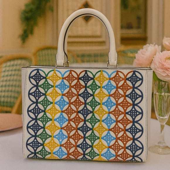 Tory Burch Robinson New Ivory  Embroidered Small Tote Bag/Satchel/Crossbody Bag | Poshmark