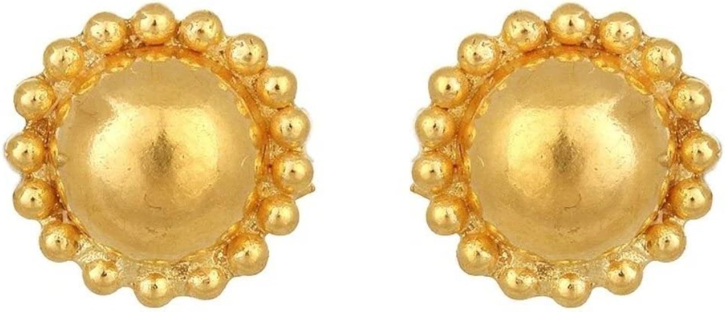 Certified Solid 22K/18K Yellow Fine Gold Classy Beaded Flower Design Earrings In Both 22 Carat An... | Amazon (US)