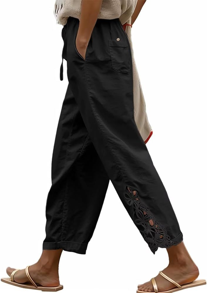 Acelitt Womens Casual Lightweight Drawstring Elastic Waist Pants with Pockets, S-XXL | Amazon (US)