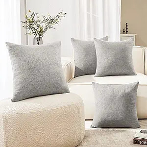 Deconovo 26x26 Pillow Covers, Grey Faux Linen Throw Pillow Cover, Couch Cushion Covers for Farmho... | Amazon (US)