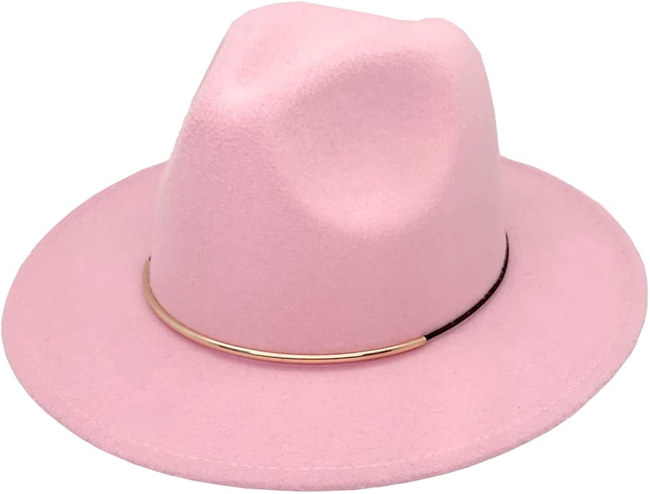 HUDANHUWEI Womens Fedora Hats with Belt Buckle Wide Brim Panama Fedora Cap | Amazon (US)