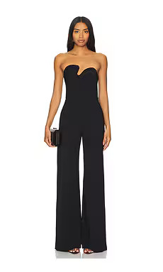 Amanda Uprichard Strapless Puzzle Jumpsuit in Black from Revolve.com | Revolve Clothing (Global)