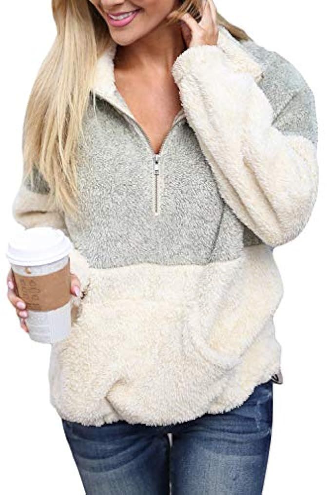 Chase Secret Womens Long Sleeve Zip Sweatshirt Fleece Pullover Outwear Coat Pockets(S-XXL) | Amazon (US)