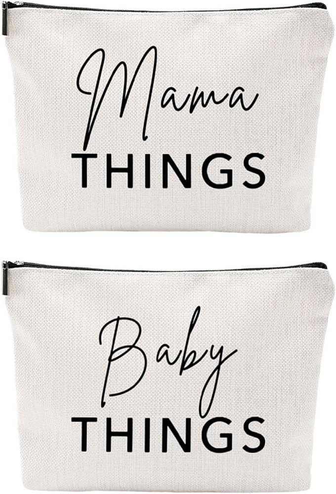 Mom & Baby Pouch Set, Diaper Bag Organizer Insert, Canvas Travel & Hospital Bag Essentials, Mommy... | Amazon (US)